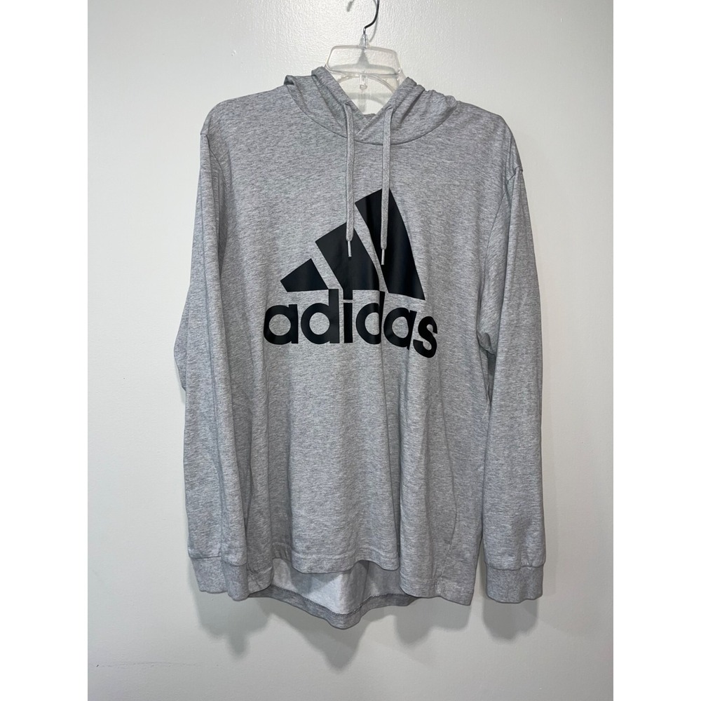Adidas Men's Hoodie Sweatshirt Big Logo Grey Large